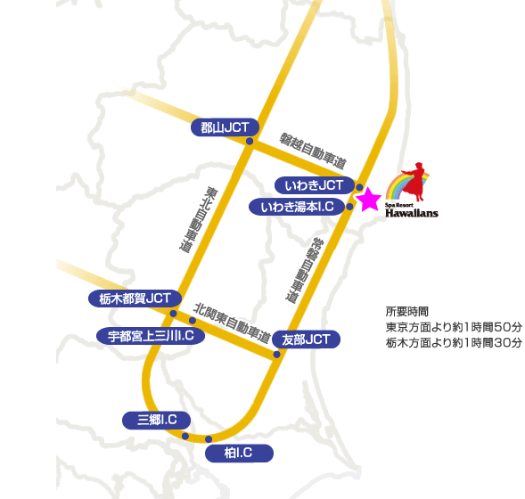 湯本ICから約3分。車で向かう場合