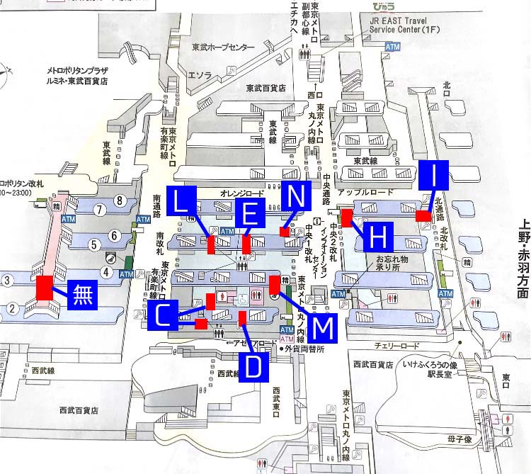 JR改札内コインロッカー地図