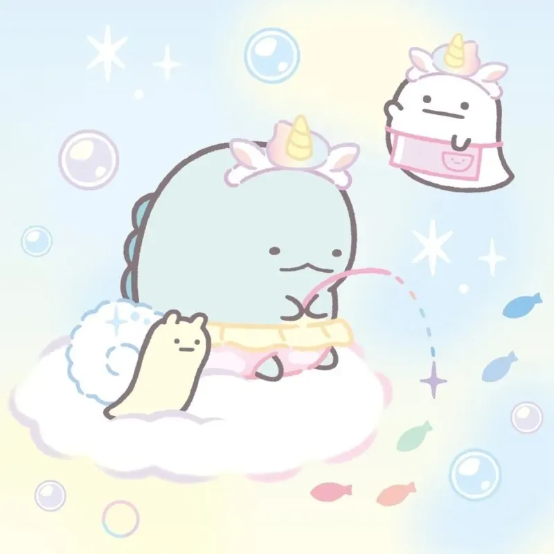 ユニコーンのコスチュームを着たキャラクターたちのイラスト